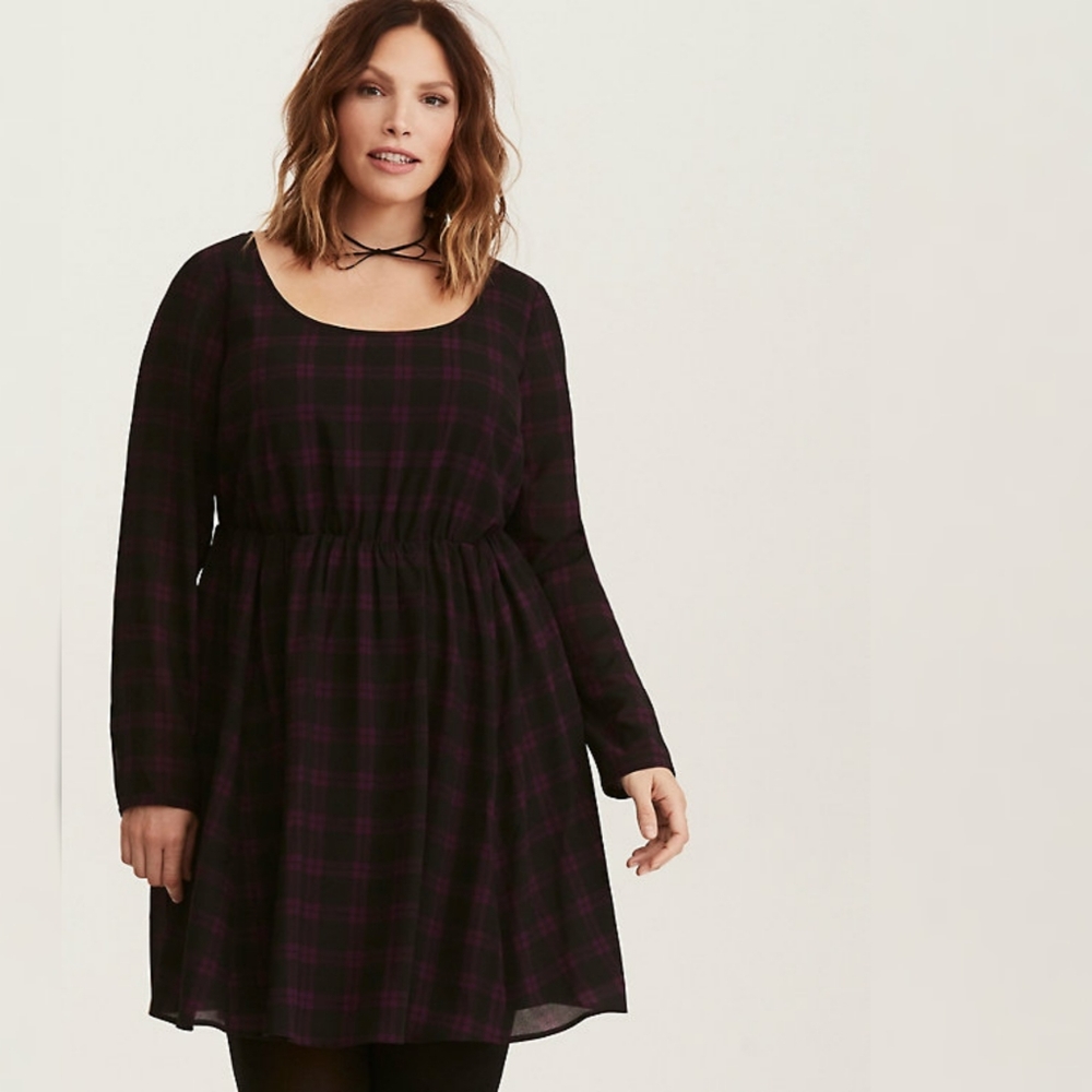Torrid Plaid Strappy V-Back Skater Dress